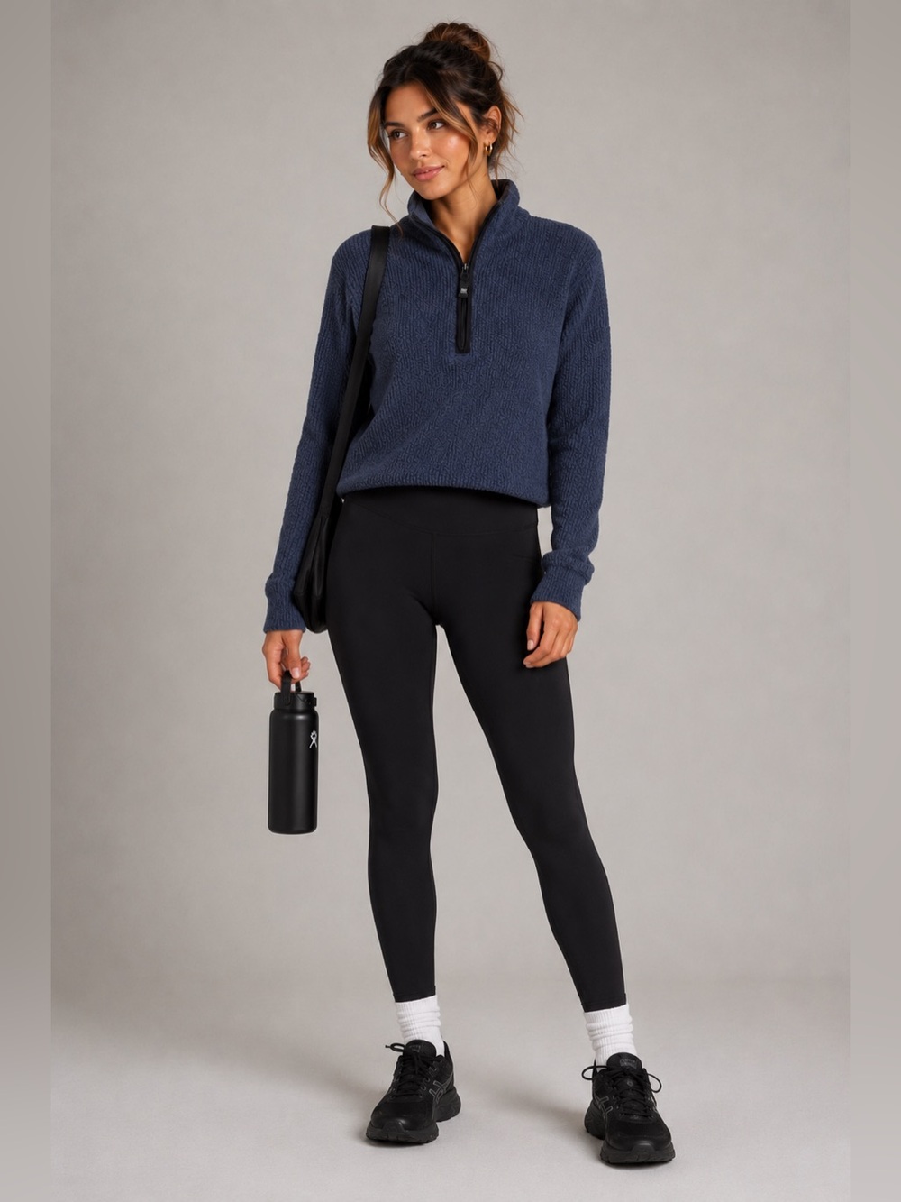 Windriver 40% Wool Quarter Zip Pullover Sweater Small Navy Blue